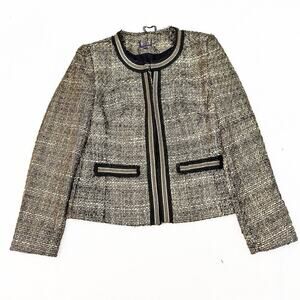 Marks and Spencer Metallic Tweed Jacket Raw Edge Hem Size 8